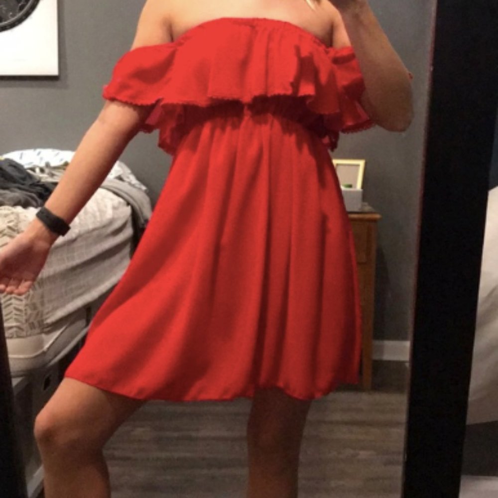 Off Shoulder Red Dress